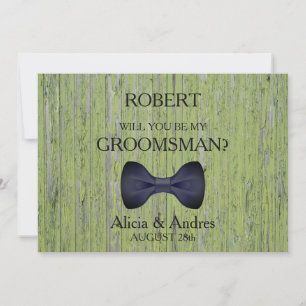 Invitación Fondo de madera ¿Serás mi Groomsman?