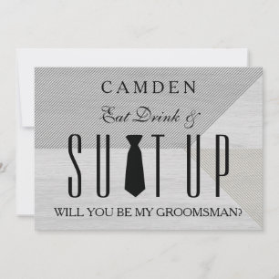 Invitación Fondo de madera Traje ¿Serás mi padrino?
