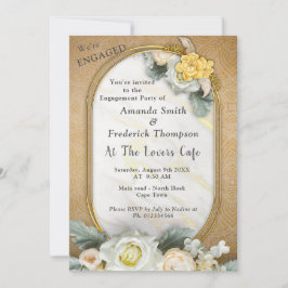 Invitación Fondo de Mandala dorada con rosas blancas