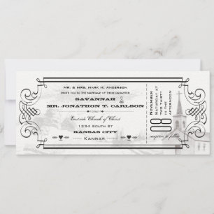 Invitación Fondo de marfil Boda de entradas de la capilla de