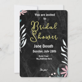 Invitación Fondo de mármol negro ducha de novia Minimalista