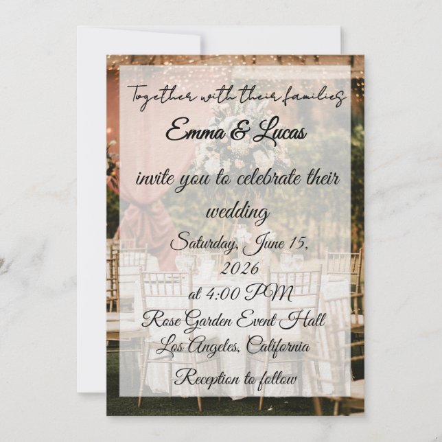 Invitación Fondo de mesa de recepción de boda al aire libre (Anverso)
