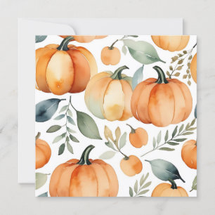 Invitación Fondo de Otoño con Patrón de Calabaza en Acuarela