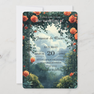 Invitación Fondo de paisaje de jardín elegante con flores