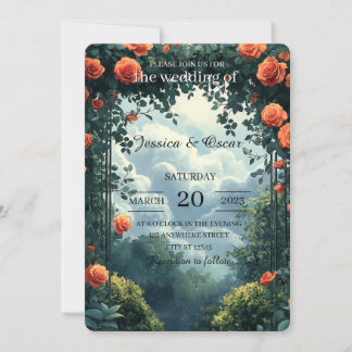 Invitación Fondo de paisaje de jardín elegante con flores