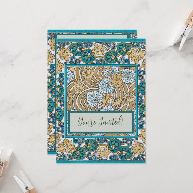 Invitación fondo de pantalla de flores de ciclamen azul art n (Anverso/Reverso In Situ)