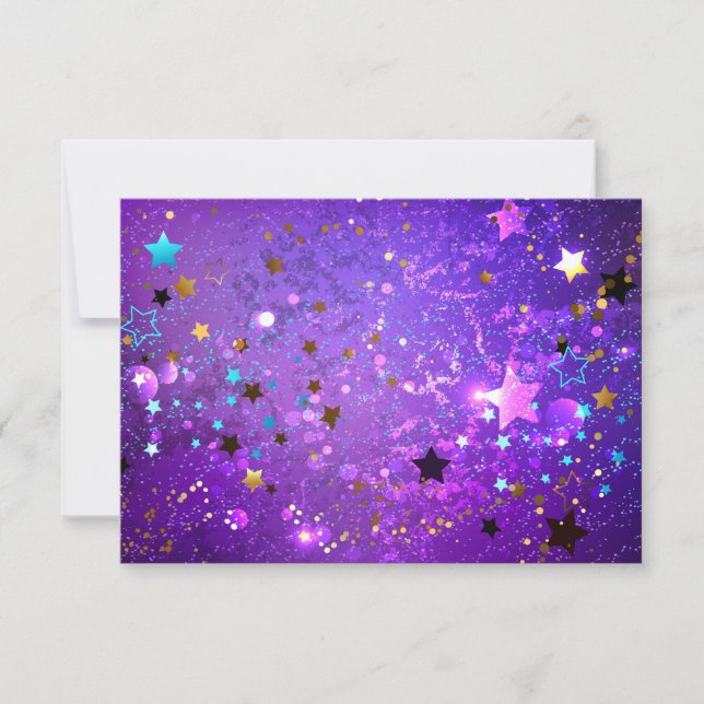 Invitación Fondo de Relieve metalizado púrpura con estrellas (Anverso)