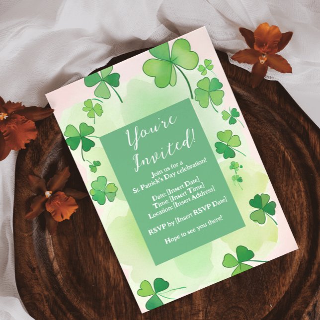 Invitación Fondo de trébol Día de San Patricio (Shamrock Background St. Patrick's Day Invitation)