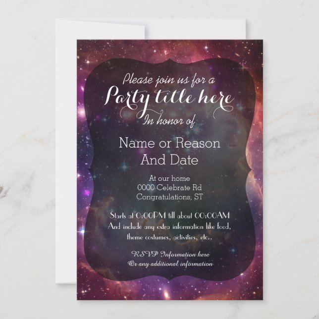 Invitación Fondo del espacio de la galaxia todo el fiesta de (Anverso)