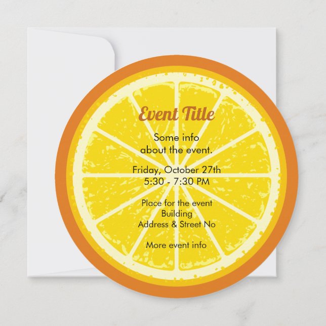 Invitación Fondo del naranja (Reverso)