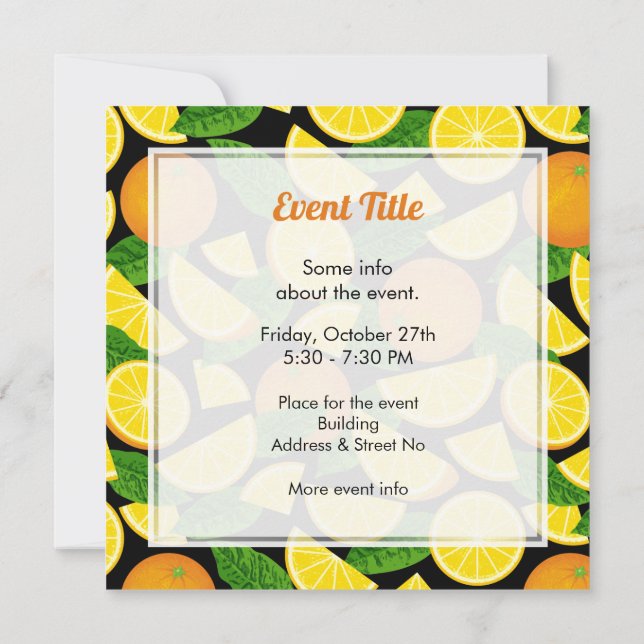 Invitación Fondo del naranja (Reverso)