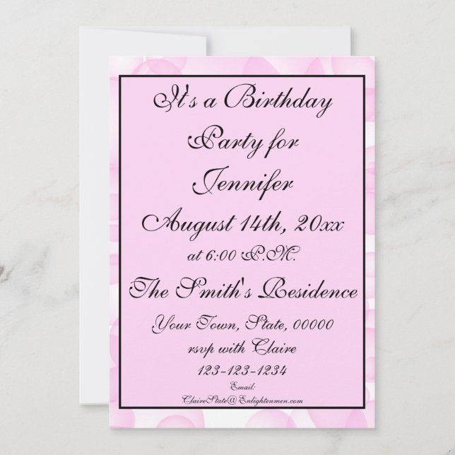 Invitación Fondo del tema moderno del bokeh rosado (Anverso)