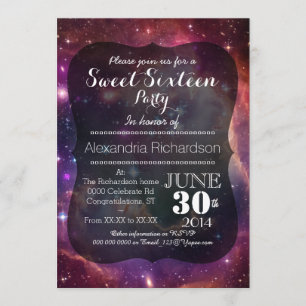 Invitación Fondo espacial Hipster Galaxy Sweet 16