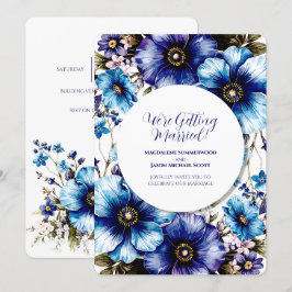 Invitación Fondo floral azul púrpura del marco del círculo bl