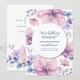 Invitación Fondo floral azul púrpura del marco del círculo bl