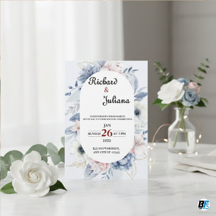 Invitación Fondo floral clásico con boda fotográfico