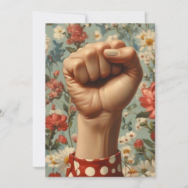 Invitación Fondo floral de puño audaz (Anverso)