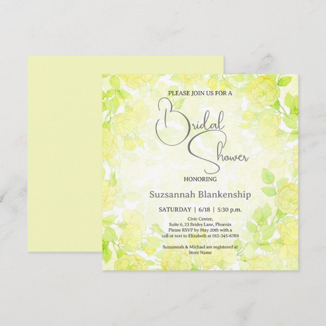 Invitación Fondo floral pastel sutil para despedida de solter (Anverso / Reverso)