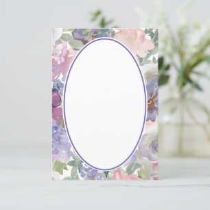 Invitación Fondo floral rosa y morado en blanco para boda