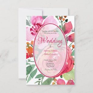 Invitación Fondo floral rosa y rojo de boda invitati