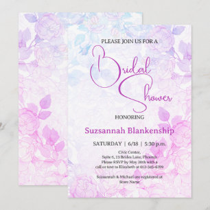 Invitación Fondo floral sutil pastel para ducha de novia