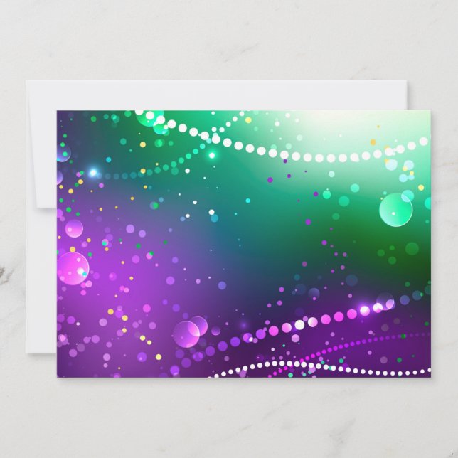 Invitación Fondo morado festivo Mardi Gras (Anverso)