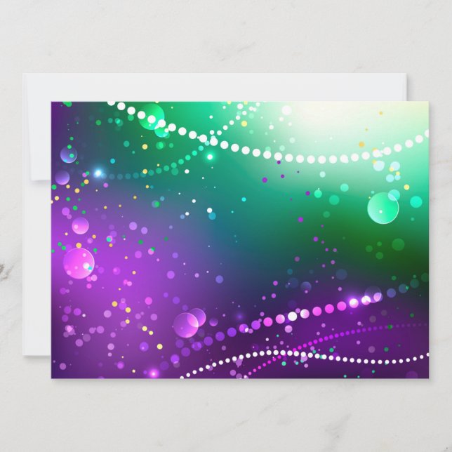 Invitación Fondo morado festivo Mardi Gras (Anverso)