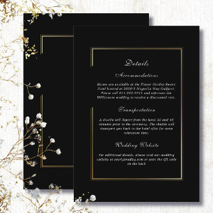 Invitación Fondo negro detalle de marco dorado sobre