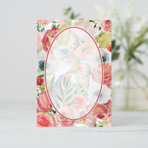 Invitación Fondo nupcial floral naranja y rojo en blanco