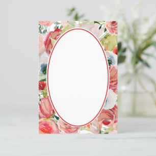 Invitación Fondo nupcial floral naranja y rojo en blanco