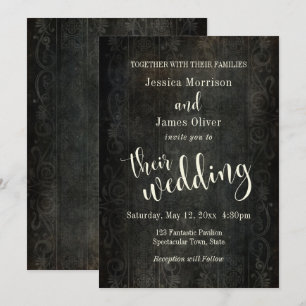 Invitación Fondo Oscuro Vintage, Tipografía 30 Boda