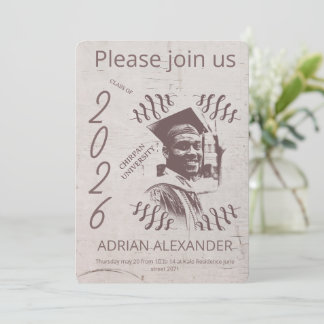 Invitación Fondo personalizado gris de graduación para foto