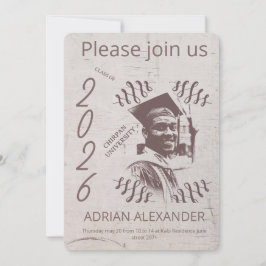 Invitación Fondo personalizado gris de graduación para foto
