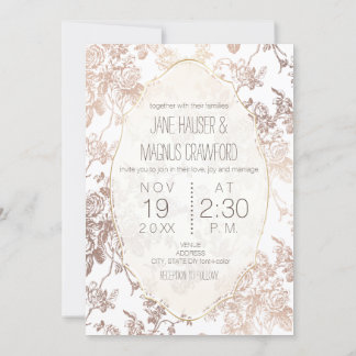 Invitación Fondo PixDezines Toile Rosa Gold/DIY