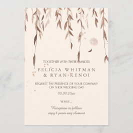 Invitación Fondo PixDezines Willow/Faux Pink Gold/DIY