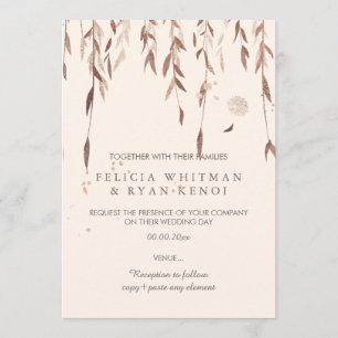 Invitación Fondo PixDezines Willow/Faux Pink Gold/DIY