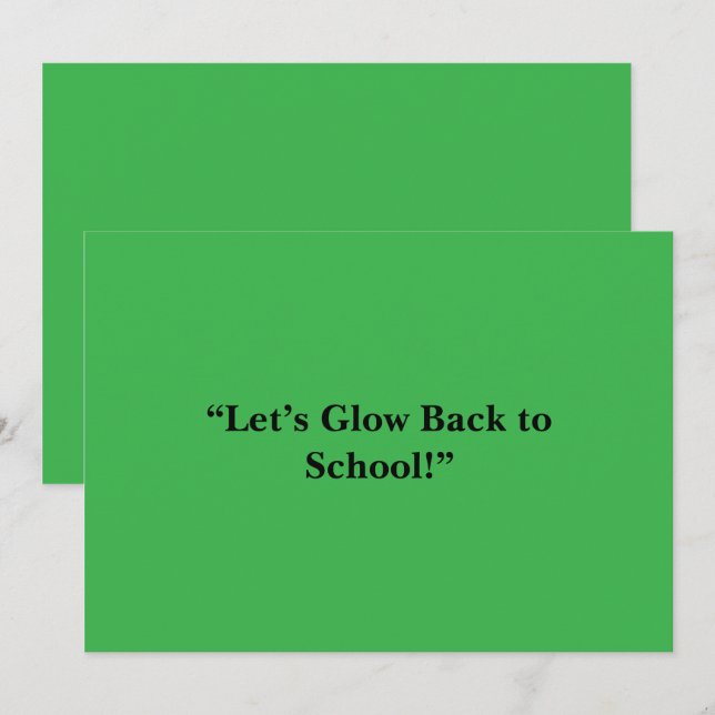 Invitación Fondo plano verde neón - Textura escolar (Anverso / Reverso)