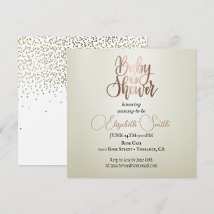Invitación Fondo plateado, confeti, baby shower