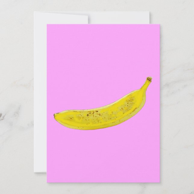 Invitación Fondo rosa del arte pop Banana (Anverso)