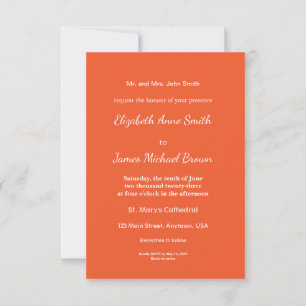 Invitación Fondo Sólido Minimalista Naranja Brillante