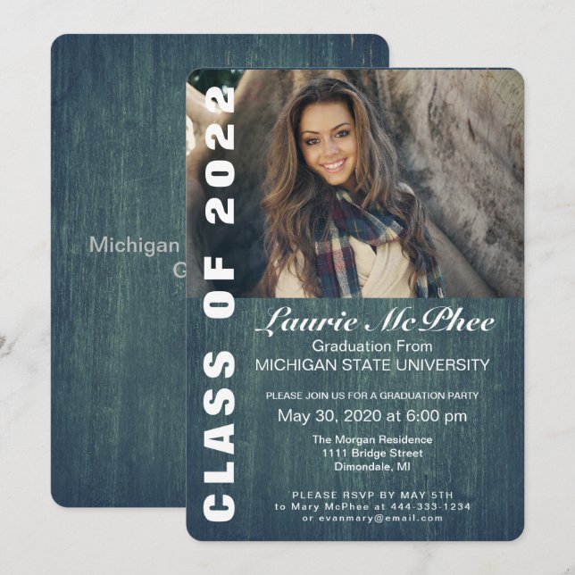 Invitación Fondo texturizado personalizado para graduado con  (Anverso / Reverso)