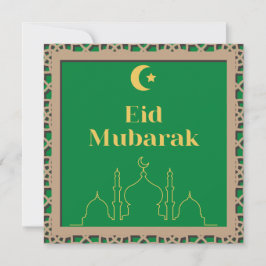 Invitación Fondo verde Eid Mubarak con marco de efecto 3D