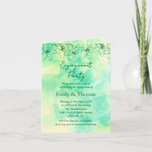 Invitación fondo verde minimalista para boda compromiso