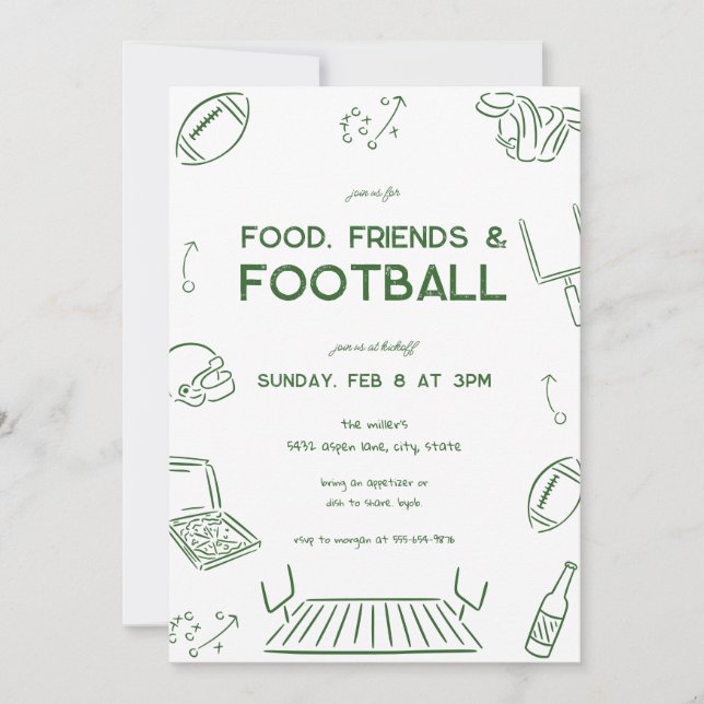 Invitación Food Friends Football Championship Watch Party  (Anverso)