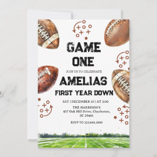 Invitación Football 1st Birthday American Sports Game On