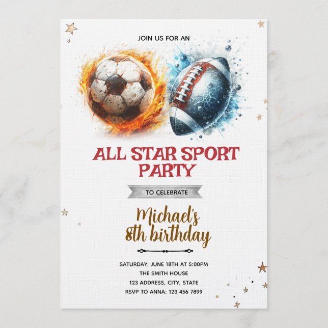 Invitación Football and soccer party Invitation (Anverso)