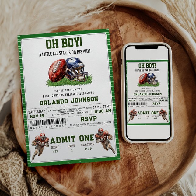 Invitación Football Baby Shower | A Little All Star Is On His (Subido por el creador)