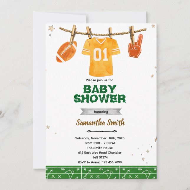 Invitación Football baby shower invitation (Anverso)
