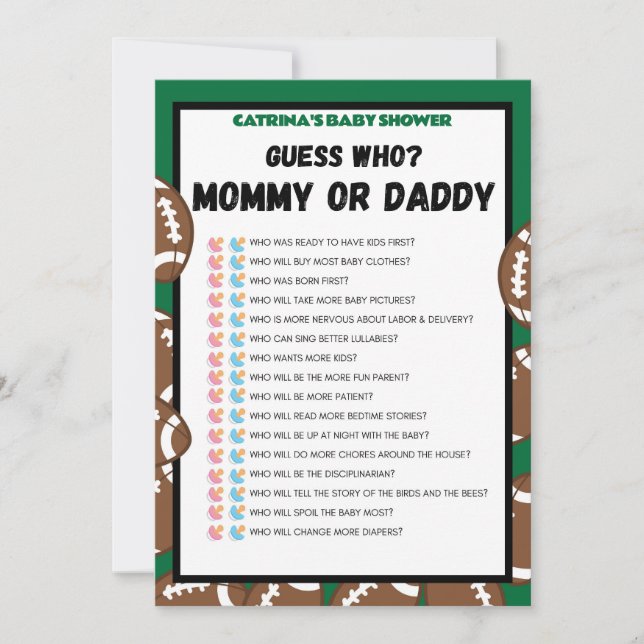 Invitación Football Baby Shower, Soccer - Nombre editable, 5x (Anverso)