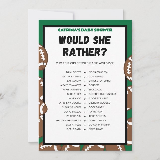 Invitación Football Baby Shower, Soccer - Nombre editable, 5x (Anverso)